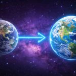 Foto fotorealistik penampakan planet layak huni baru mirip Bumi dengan samudra luas dari luar angkasa.