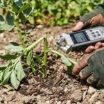 Ilmuwan dari tampak belakang mengenakan headphone dan menempelkan alat perekam ke batang pohon untuk mendengarkan suara ultrasonik, tumbuhan bisa merasakan sakit dan berteriak