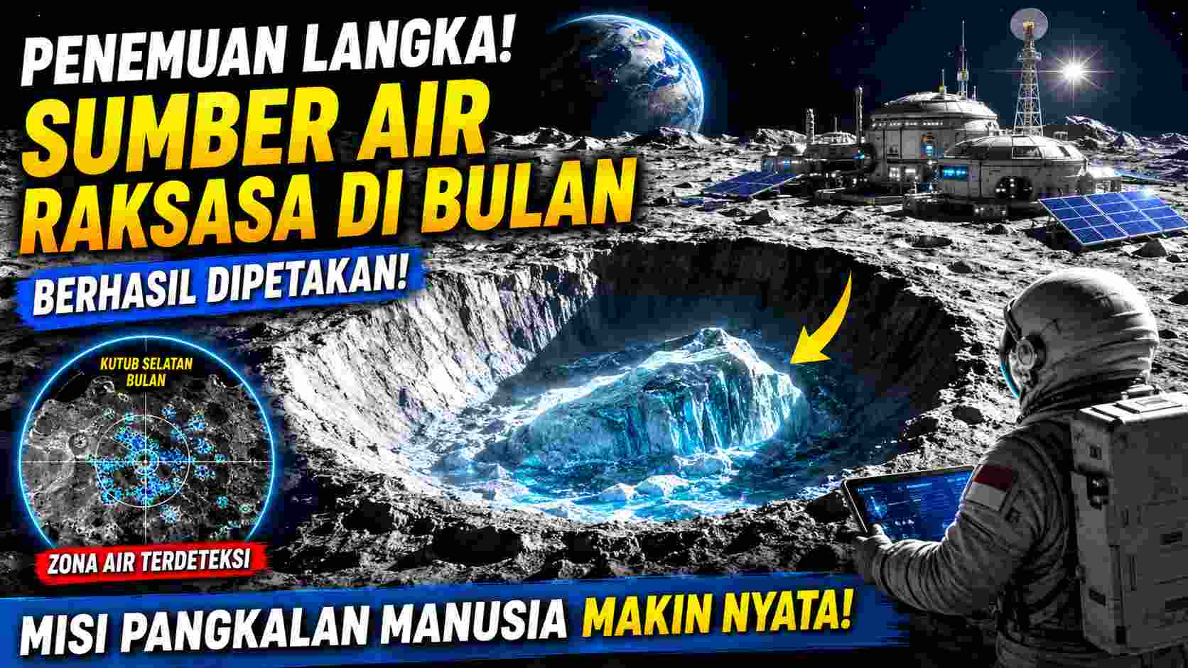 Ilustrasi penemuan sumber air raksasa di Bulan yang tersembunyi