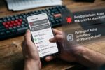 Ilustrasi layar smartphone yang memunculkan notifikasi perangkat asing terhubung dan akses mikrofon aktif sebagai tanda HP disadap secara diam-diam.